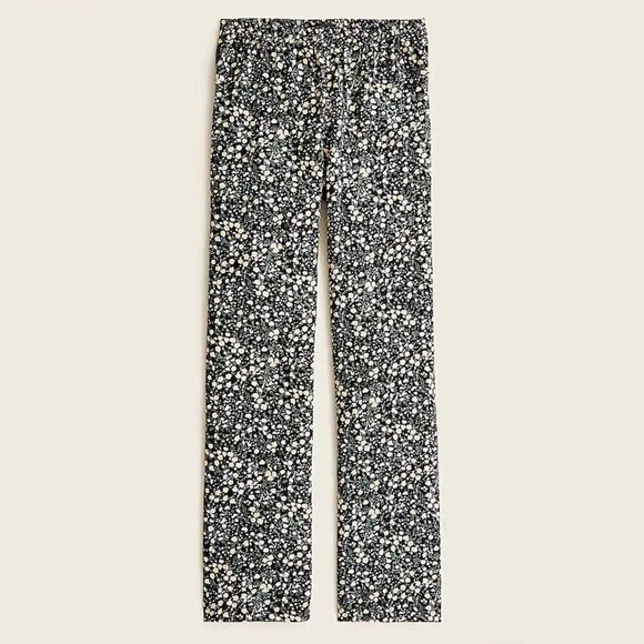 J. Crew Pull-On Wide-Leg Silk Pant in Fall Garden Floral Size Small - Picture 2 of 10